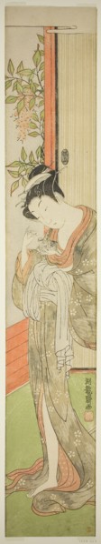 Young Woman Feeding a Rat, c. 1771, Isoda Koryusai, Japanese, 1735-1790, Japan, Color woodblock