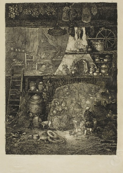 Interior, Peasant House in Haute-Garonne, 1858, Rodolphe Bresdin, French, 1825-1885, France,