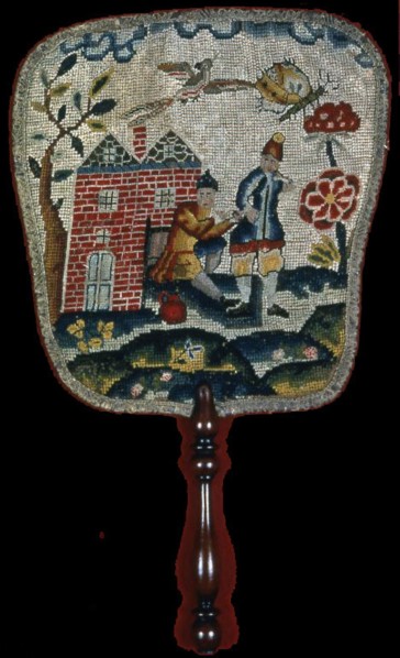 Fire Fans, 17th century, France, Linen, plain weave, embroidered with silk floss and wool yarns in