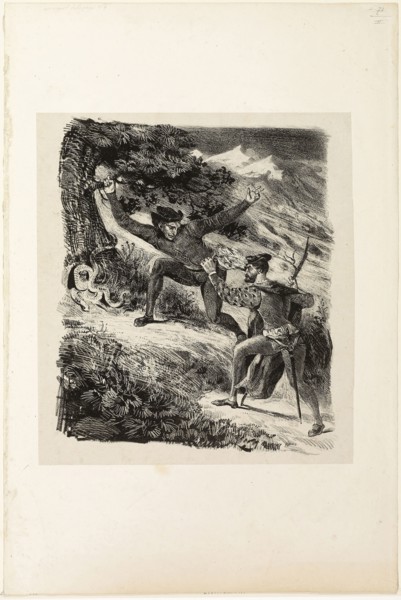 Faust and Mephistopheles in the Harz Mountains, 1828, Eugène Delacroix, French, 1798-1863, France,
