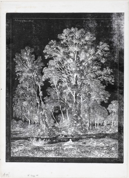 Shepherd Resting in a Clearing, 1849, Henri Joseph Harpignies, French, 1819-1916, France, Etching