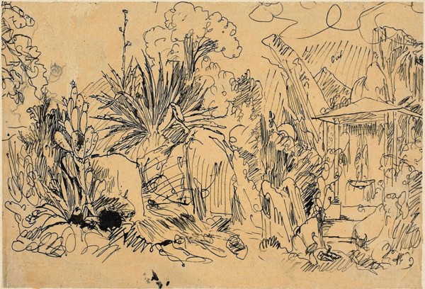 African Village, n.d., Rodolphe Bresdin, French, 1825-1885, France, Pen and black ink over