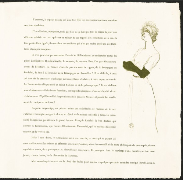 Yvette Guilbert, 1894, Henri de Toulouse-Lautrec, French, 1864-1901, France, Color lithograph, with