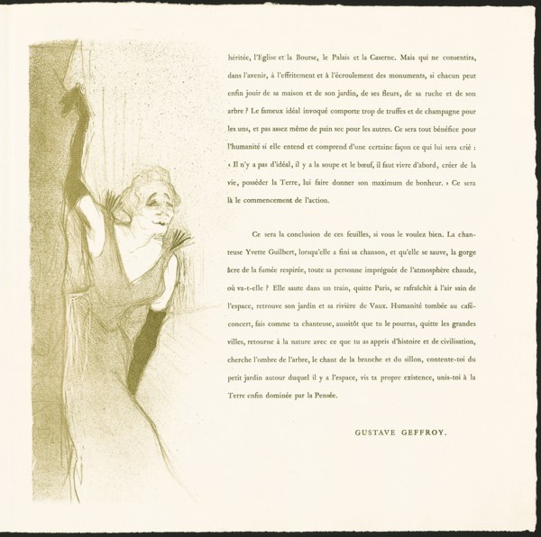 Yvette Guilbert, 1894, Henri de Toulouse-Lautrec, French, 1864-1901, France, Color lithograph, with