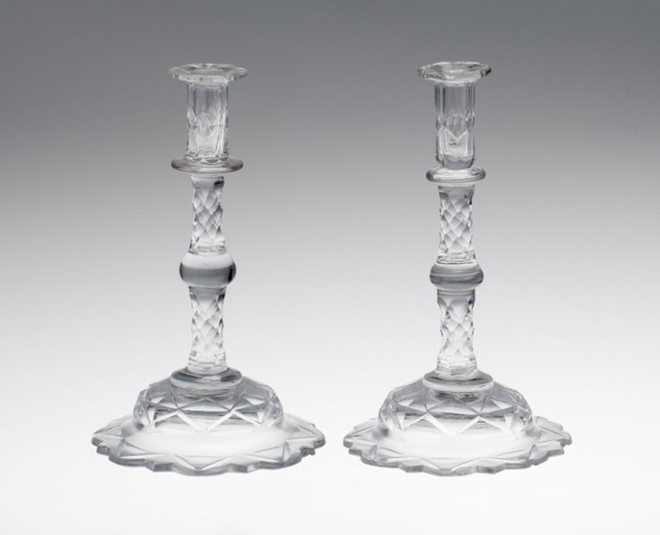 Two Taper Sticks, 18th century, England, Glass, H. 15.9 cm (6 1/4 in.)