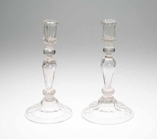 Two Candlesticks, 1725/50, France, Glass, H. 31.1 cm (12 1/4 in.)