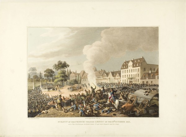 Pursuit of the French Through Leipzig, 1813, John Augustus Atkinson (English, 1775-1832), published