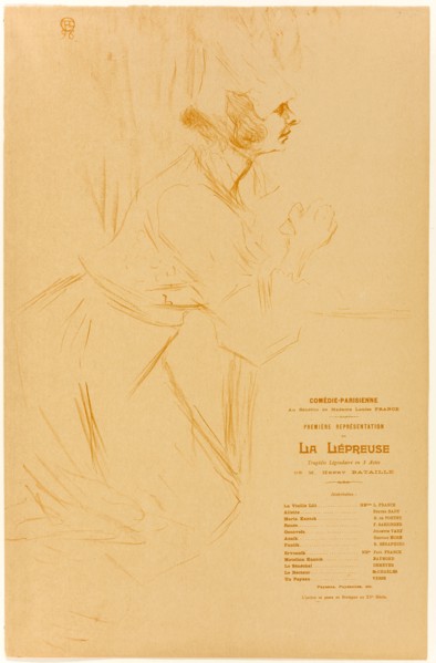 Program for La Lépreuse, 1896, Henri de Toulouse-Lautrec, French, 1864-1901, France, Color