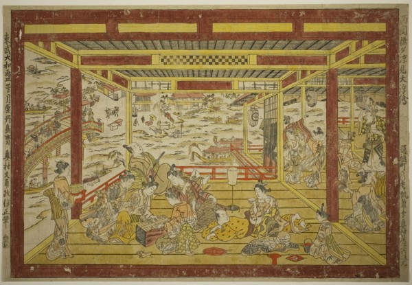 Enjoying the Evening Cool near Ryogoku Bridge (Ryogoku bashi yusuzumi uki-e), c. 1740, Okumura