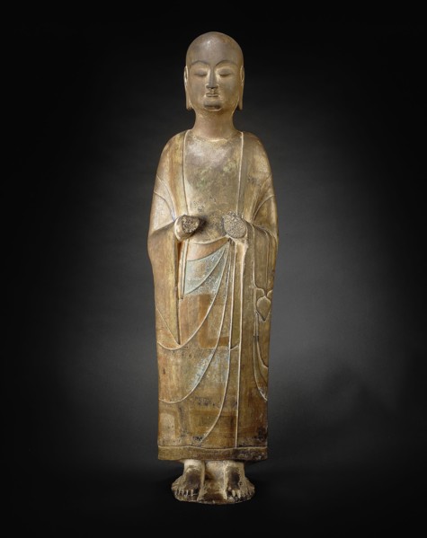 Monk, Sui Dynasty (589–618 A.D.), China, Limestone with traces of polychromy, H. 34 1/4 in., diam.