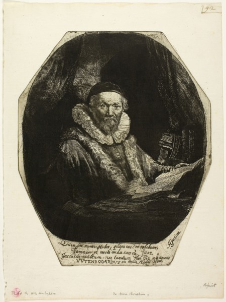 Jan Uytenbogaert, 1635, printed 1906, Rembrandt van Rijn (Dutch, 1606-1669), printed by Donald Shaw