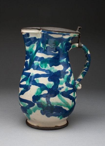 Jug, 1700/25, Austria, Gmunden, Austria, Tin-glazed earthenware (faience) and pewter, 27.3 x 19.4