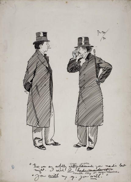 Oscar Wilde and Whistler, 1894, Philip William May, English, 1864-1903, England, Pen and black ink,