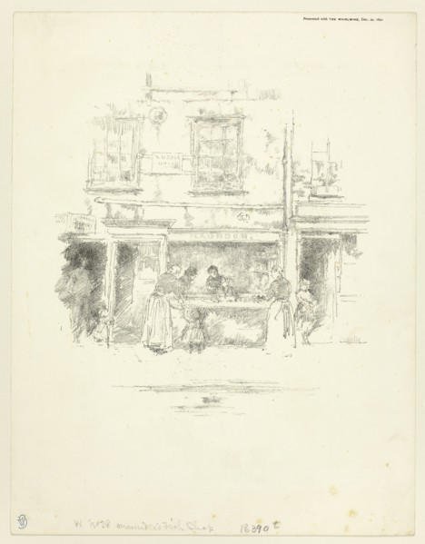 Maunder’s Fish Shop, Chelsea, 1890, James McNeill Whistler, American, 1834-1903, United States,