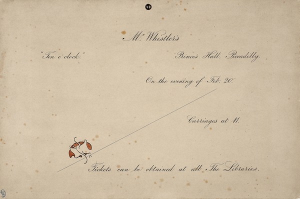 Invitation to Mr. Whistler’s Ten O’clock, 1885, James McNeill Whistler, American, 1834-1903, United