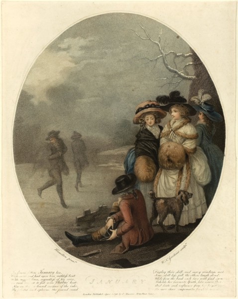 January, April 4, 1788, William Nelson Gardiner, Irish, 1766-1814, Ireland, Color stipple engraving