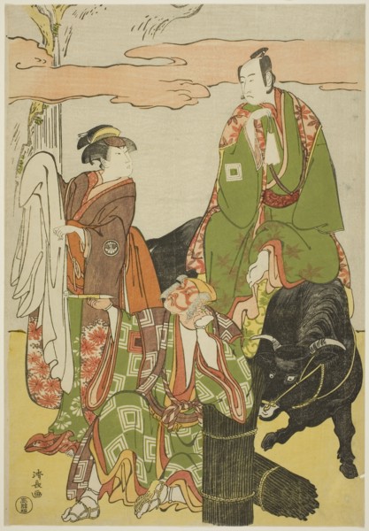 The Actors Ichikawa Monnosuke II as Miyukinosuke, Segawa Kikunojo III as Hatsune-hime, and Ichikawa
