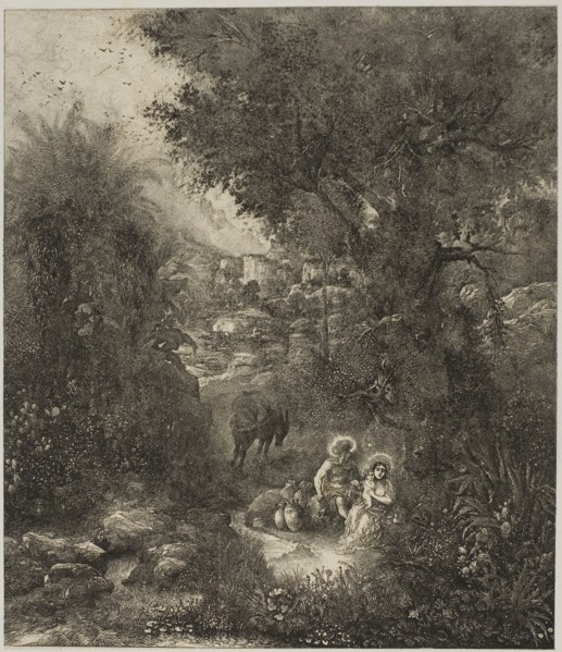 Rest on the Flight into Egypt with Saddled Donkey, 1871, Rodolphe Bresdin, French, 1825-1885,