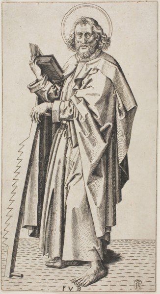 Saint Simon, c. 1500, Master F.V.B., Netherlandish, active 1475-1500, Bruges, Engraving on paper,