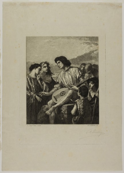 The Minstrel, 1873, Charles Jean Louis Courtry (French, 1846-1897), after Thomas Couture (French,