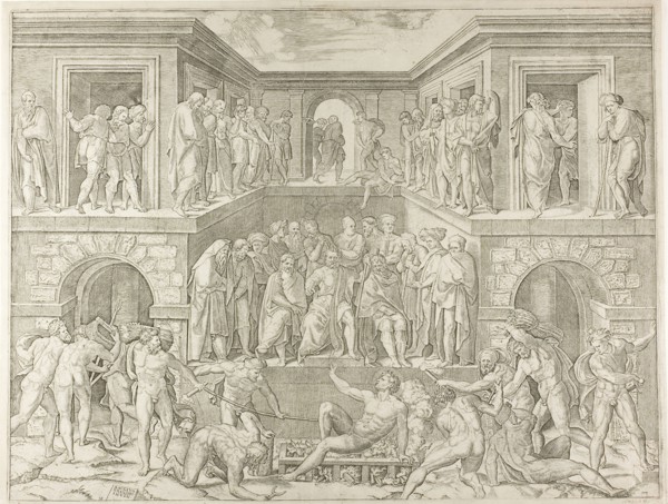 Martyrdom of Saint Lawrence, 1520/25, Marcantonio Raimondi (Italian, c.1480-1534), after Baccio