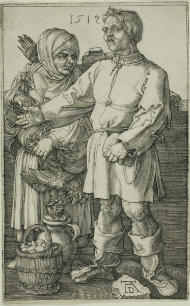 The Peasant and His Wife at Market, 1519, Albrecht Dürer, German, 1471-1528, Germany, Engraving in