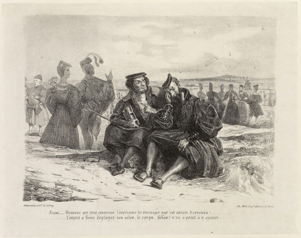 Faust and Wagner, 1828, Eugène Delacroix, French, 1798-1863, France, Lithograph in black on light