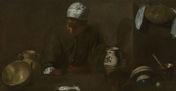 Kitchen Scene, 1618/20, Diego Velázquez, Spanish, 1599-1660, Spain, Oil on canvas, 21 7/8 × 41 1/8