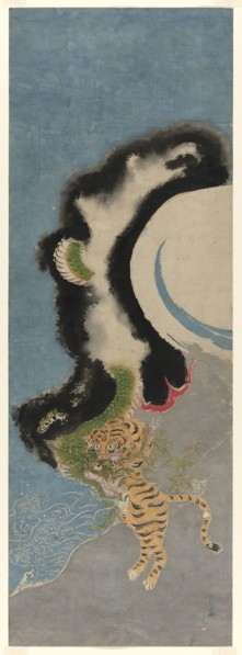 Dragon and tiger, c. 1780, Isoda Koryusai, Japanese, 1735-1790, Japan, Hand-colored woodblock