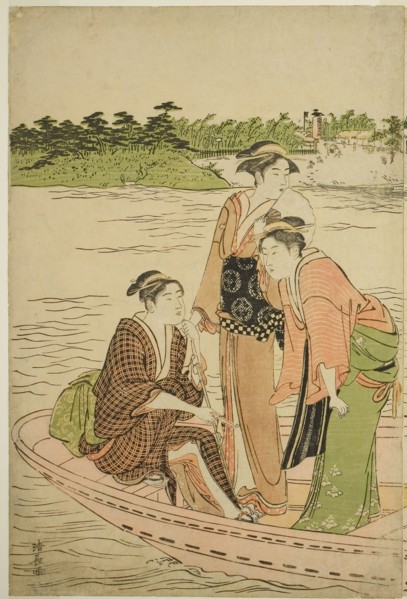 Ferry on the Rokugo River, c. 1784, Torii Kiyonaga, Japanese, 1752-1815, Japan, Color woodblock