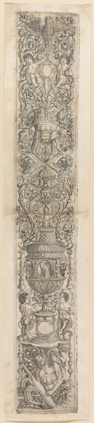 Triton and Two Infant Satyrs, plate four from Twelve Ornament Panels, c. 1505–15, Giovanni Antonio