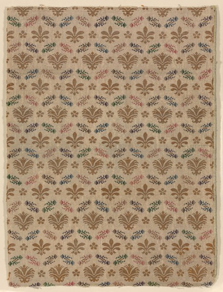 Fragment, 17th century, France or Italy, Italy, Silk, gold and silver gilt strips wound around silk