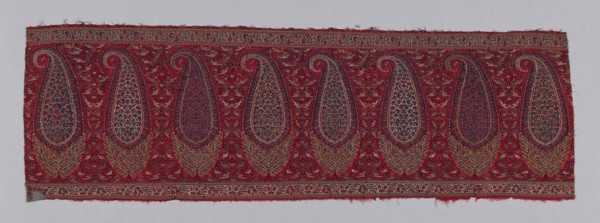 Shawl Border Fragment, c. 1820, India, India, Wool, double interlocking 2:2 'S' twill tapestry