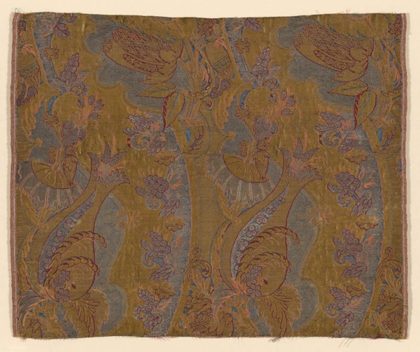Panel (Dress Fabric), c. 1711, France or England, France, Silk and gilt-metal-strip-wrapped silk,