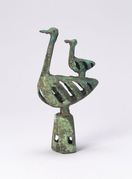 Pole Top with Double Bird-Shaped Bell (one of pair), 6th/4th century B.C., Northern China or Inner
