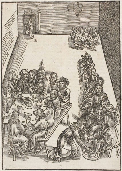 The Last Supper and Christ Washing the Feet of His Disciples, plate nine from Passio domini nostri