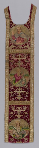 Orphrey Band, 17th century, Italy, Hemp and linen plain weave, appliquéd with silk, broken warp