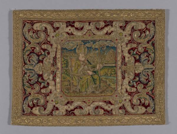 Panel, c. 1560, Italy, Silk, velvet weave over linen, plain weave, lined with silk damask weave,
