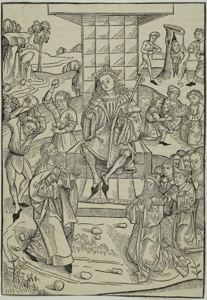 The Stoning of Zacharias and Isaias, page 9 from the Treasury (Schatzbehalter), 1491, Michael