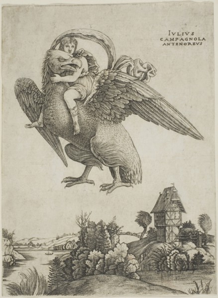Ganymede, 1500/03, Giulio Campagnola, Italian, c. 1482-1515/18, Italy, Engraving on ivory laid