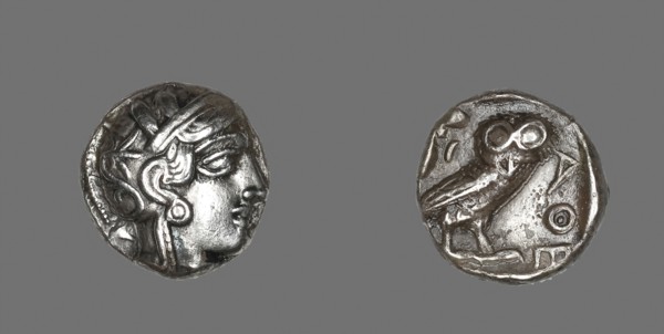 Tetradrachm (Coin) Depicting the Goddess Athena, 490/322 BC, Greek, minted in Athens, Ancient