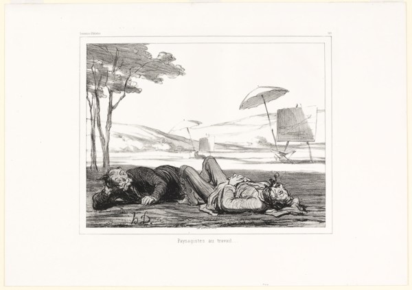 Landscape painters at work, 1862, Honoré Victorin Daumier, French, 1808-1879, France, Lithograph in