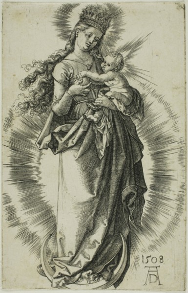The Virgin on the Crescent with a Crown of Stars, 1508, Albrecht Dürer, German, 1471-1528, Germany,