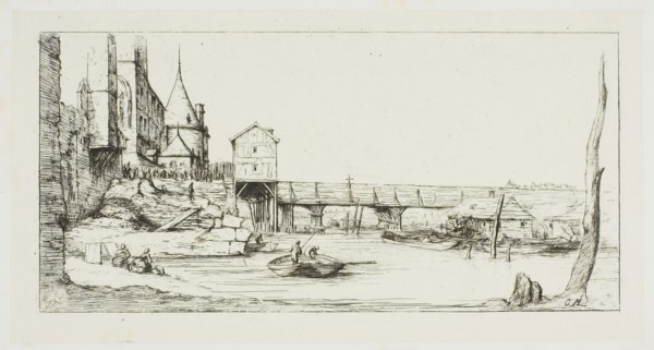 The Footbridge Temporarily Replacing the Pont-au-Change, Paris, After the Fire of 1621, 1860,