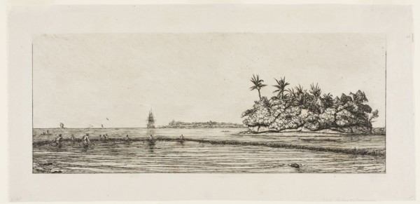 Oceania: Fishing, Near Islands with Palms in the Uea or Wallis Group, 1845, 1863, Charles Meryon,