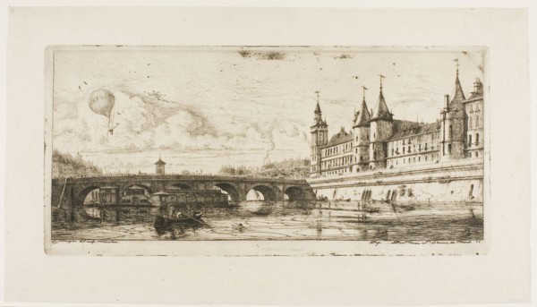 Pont-au-Change, Paris, 1854, Charles Meryon, French, 1821-1868, France, Etching on ivory laid