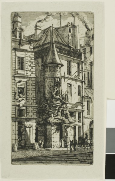 House with a Turret, rue de la Tixéranderie, 1852, Charles Meryon, French, 1821-1868, France,