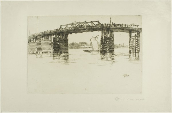 Old Battersea Bridge, 1879, James McNeill Whistler, American, 1834-1903, United States, Etching and