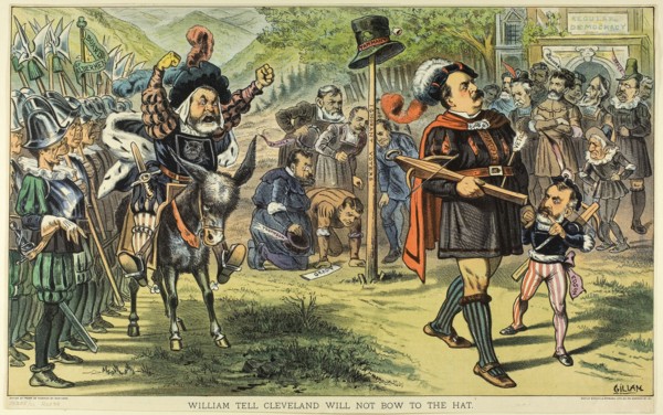 William Tell Cleveland Will Not Bow to the Hat, from Puck, published May 16, 1883, Bernard Gillam