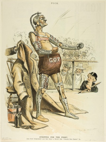 Stripped for the Fight, from Puck, 1892, William Allen Rogers, American, 1854-1931, United States,